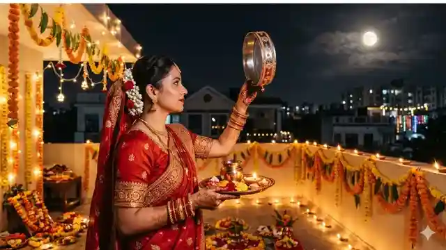 बुधादित्य योग में करवा चौथ आज, रात 8:53 बजे चंद्रोदय का अनुमान; अर्नब चक्रवात के बादलों से चंद्र दर्शन की चिंता