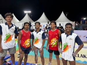 खेलो इंडिया बीच गेम्स 2025 दीव में छत्तीसगढ़ पुरुष मलखंभ टीम चैम्पियनशिप में स्वर्ण पदक