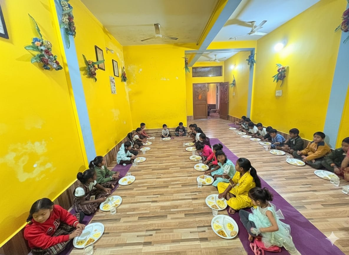 गुप्त नवरात्रि के नवमी को श्री पीताम्बरा पीठ में कमला देवी के रूप में कन्याओ का पूजन किया गया