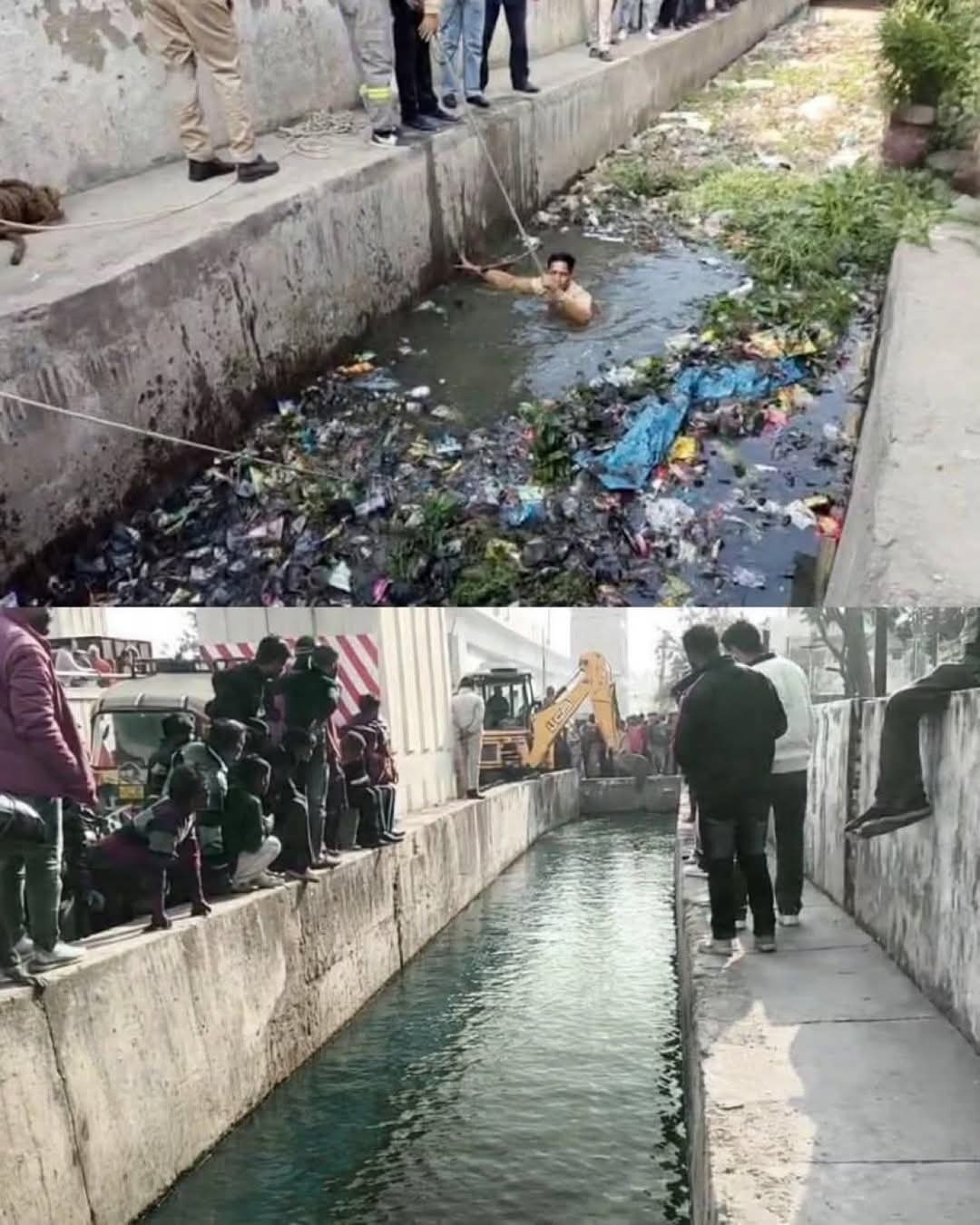 नाला साफ कराने का देसी जुगाड़: “बच्चा गिर गया है” कहकर बुला ली पुलिस, 10 घंटे चला रेस्क्यू, जेसीबी चली… अंत में निकली सफाई की साजिश
