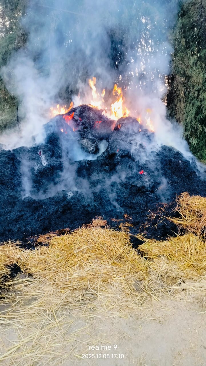 किसान का दो एकड़ का पैरावट जलकर राख