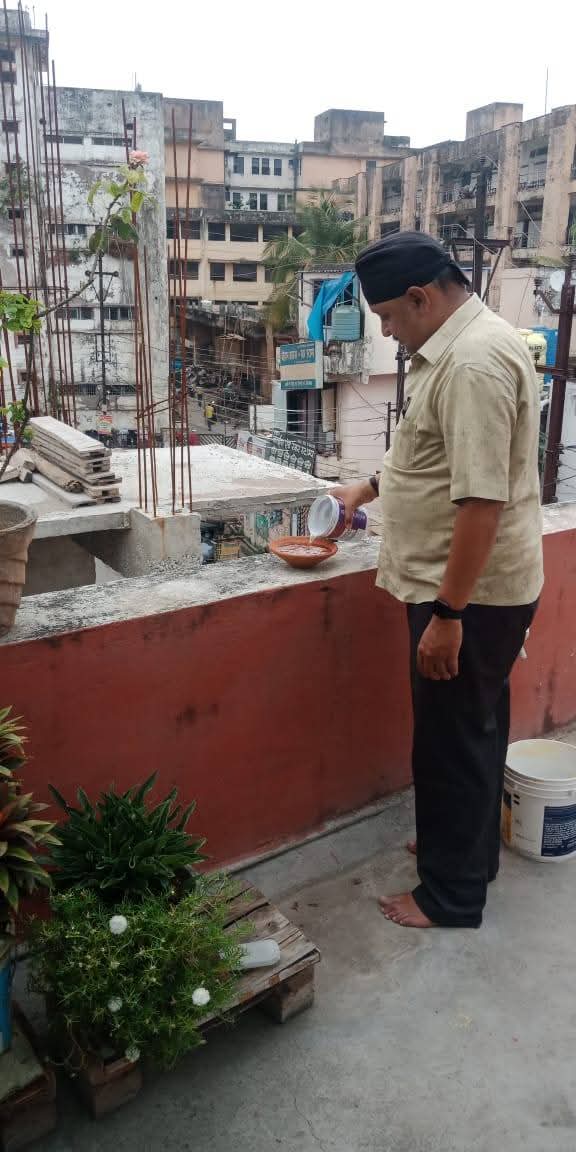 बिलासपुर के समाजसेवी चंचल सलूजा की अनोखी पहल, पक्षियों के लिए रखवा रहे दाना-पानी