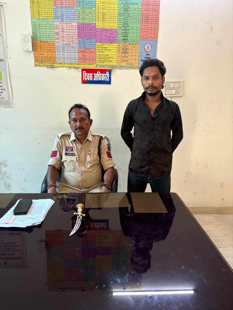 धारदार चाकू लेकर घूम रहा युवक गिरफ्तार, तारबाहर पुलिस की कार्रवाई