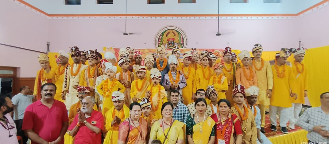विधि विधान से 71 ब्राह्मण बटुको ने किया जनेऊ धारण – समग्र ब्राह्मण परिषद् छत्तीसगढ़ का वृहद आयोजन.